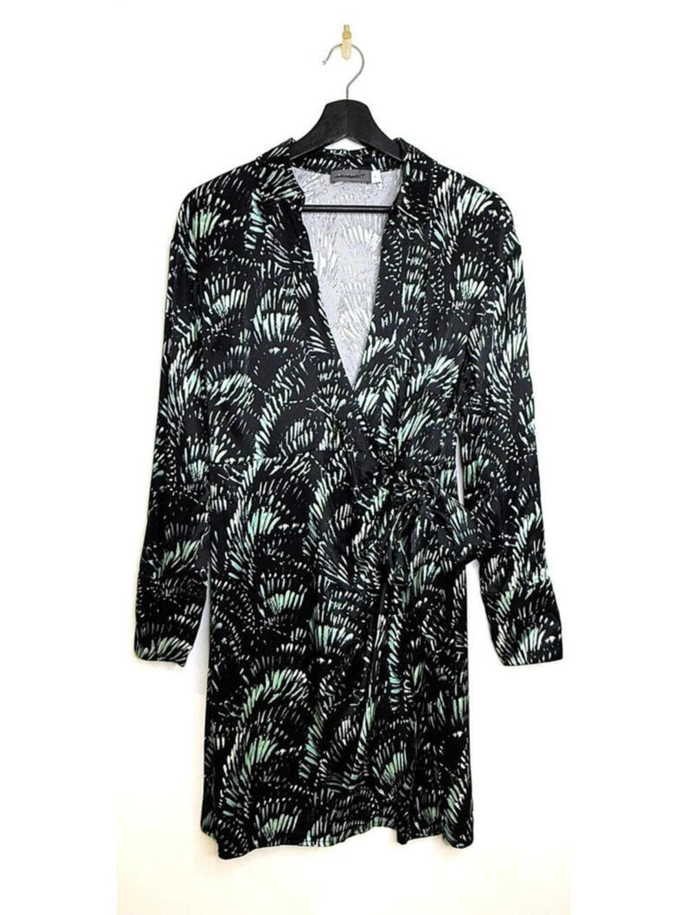 Mint Velvet Black and Mint Green Patterned Dress